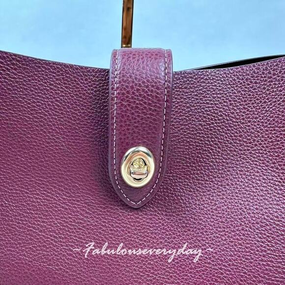 COACH Hadley Turnlock Tote Bag In Leather/Gold/Dark Wine CAL17 NWT - Picture 8 of 11